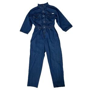 VTG 80s Jumpsuit Womens Blue Denim Jean Romper Dreams One Piece Jumpsuit Sz L